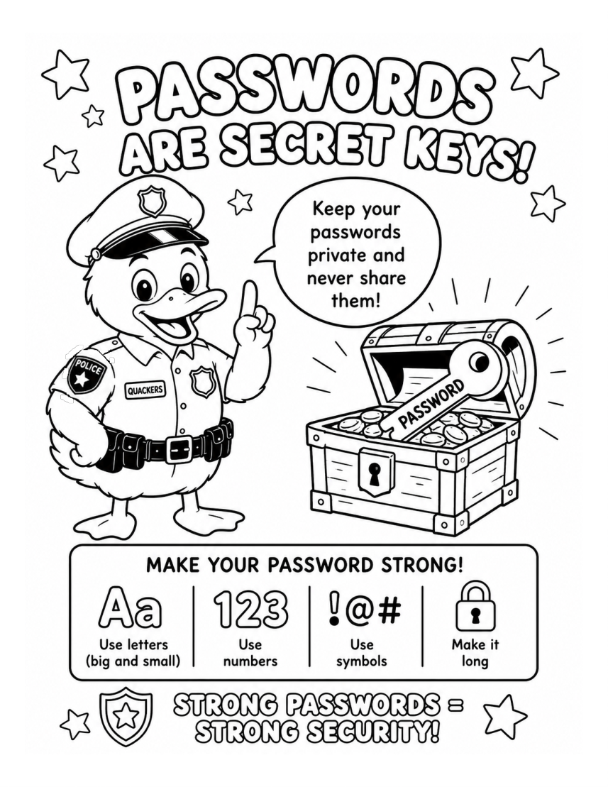 Passwords Are Secret Keys — Officer Quackers, PDF page 13