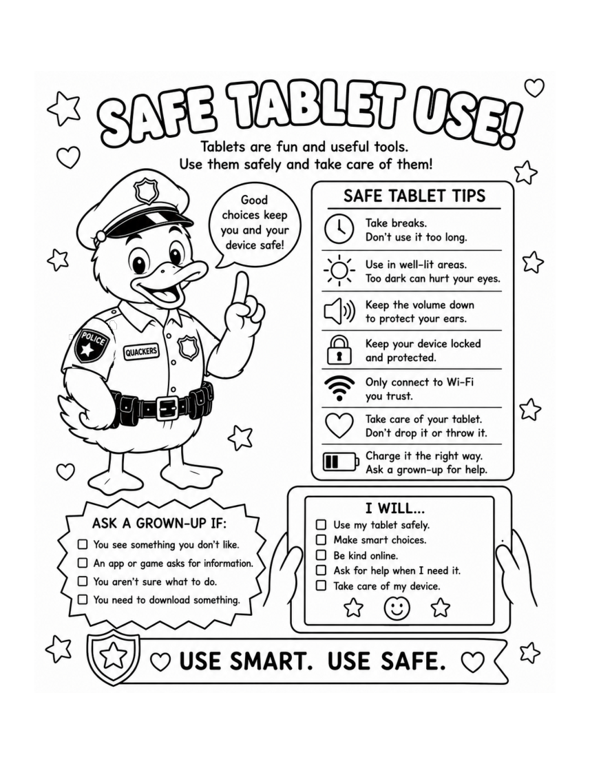 Safe Tablet Use — Officer Quackers, PDF page 37