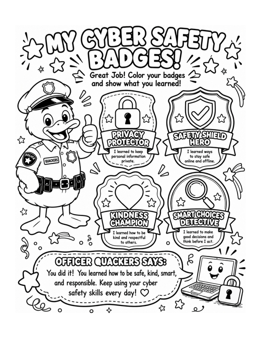 My Cyber Safety Badges — Officer Quackers, PDF page 53